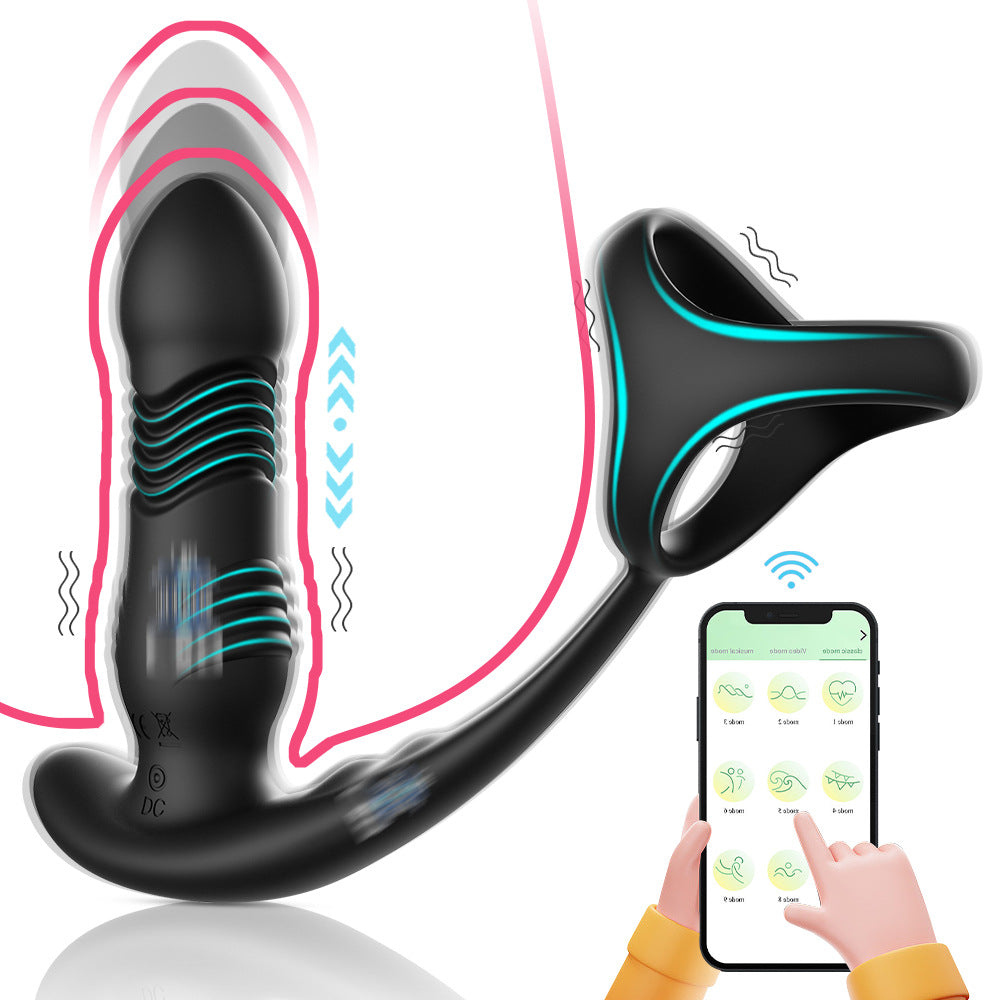 BANNDO three-ring vibration telescopic prostate massager anal plug male sex toy