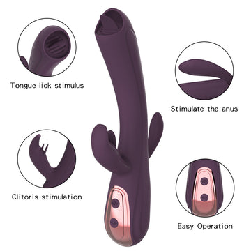 Double tongue licking G-spot vibrator