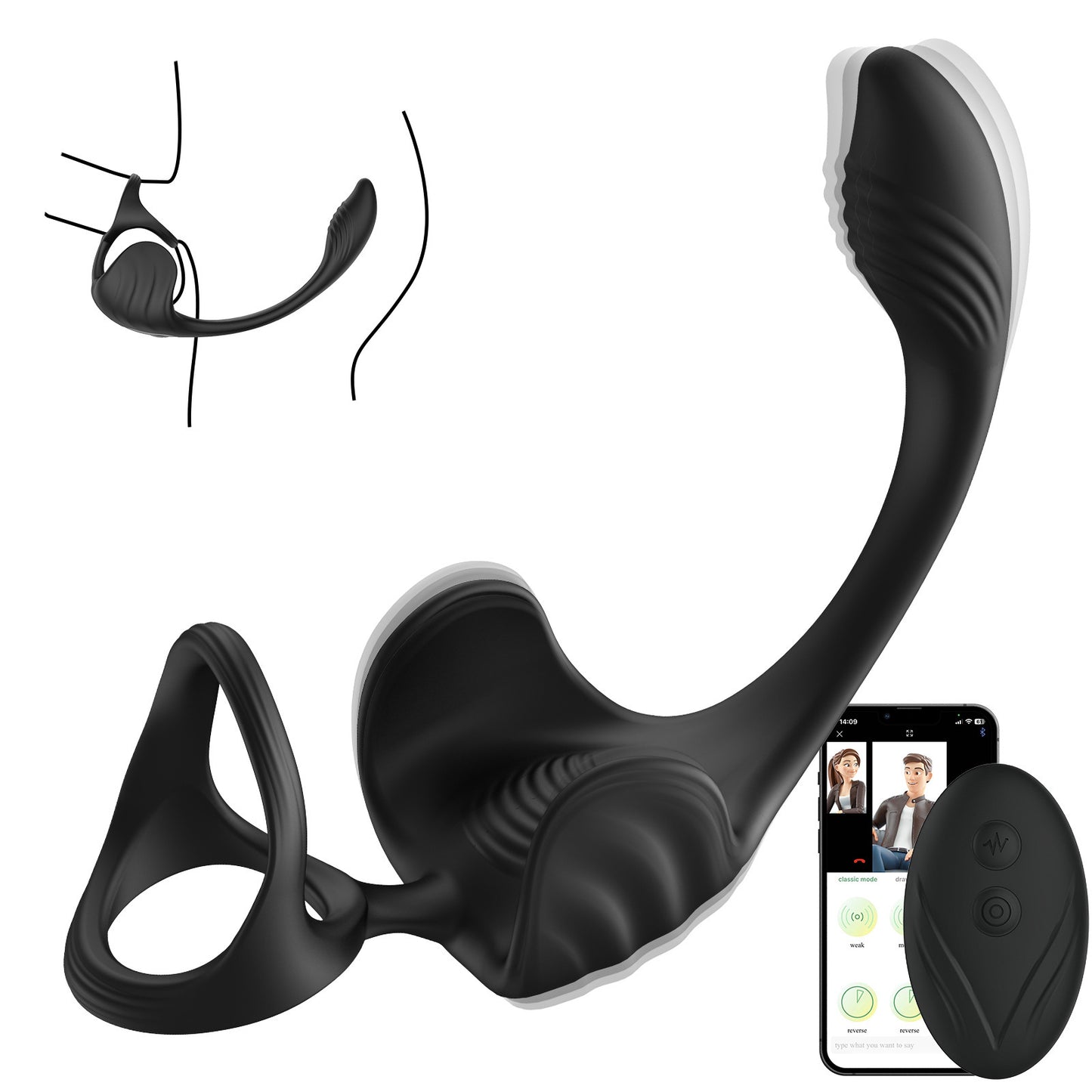 APP Men's Penis Ring Anal Vibrator Dual-Purpose Toy Prostate Massager