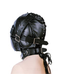 Soft Leather BDSM Head Cover Full Face Mask with Straps Slave Role Play Headdress