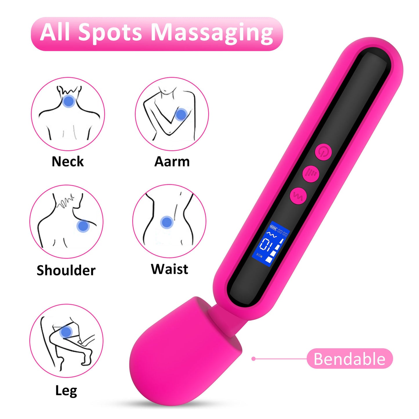 LCD Display AV Stick 10 Frequency 4 Speeds Female Orgasm Vibrator Sex Massager