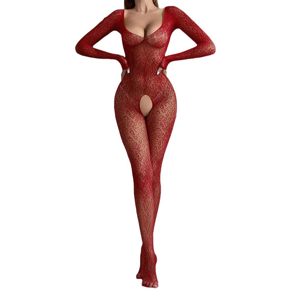 Open crotch fishnet body stockings - women's sexy bodysuits and lingerie