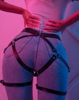 BDSM Adjustable Leather Bondage Set  Waist Belt & Thigh Cuffs Restraint Kit for Couples