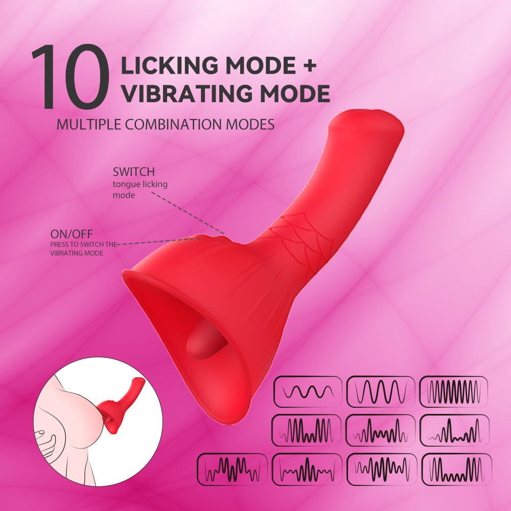 Mermaid tongue licking vibrator female massage stick adult sex toy