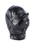 Soft Leather BDSM Head Cover Full Face Mask with Straps Slave Role Play Headdress