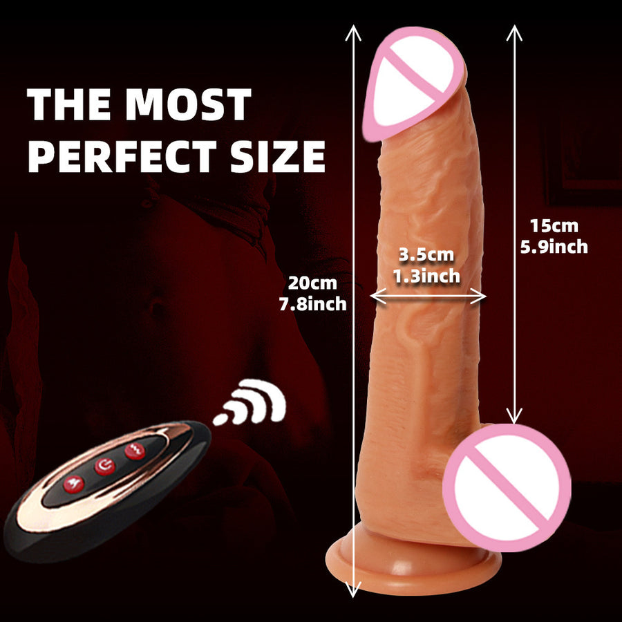 Automatic retractable heated silicone realistic dildo female electric masturbator