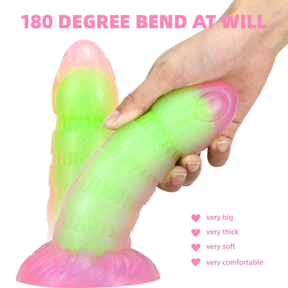 Brand new transparent mixed color luminous silicone dildo female manual masturbator