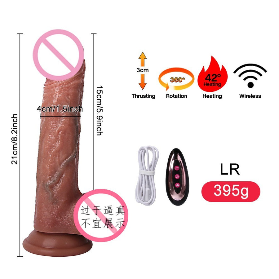 Realistic electric thrusting dildo with heating for adult female sex toys simulation masturbator