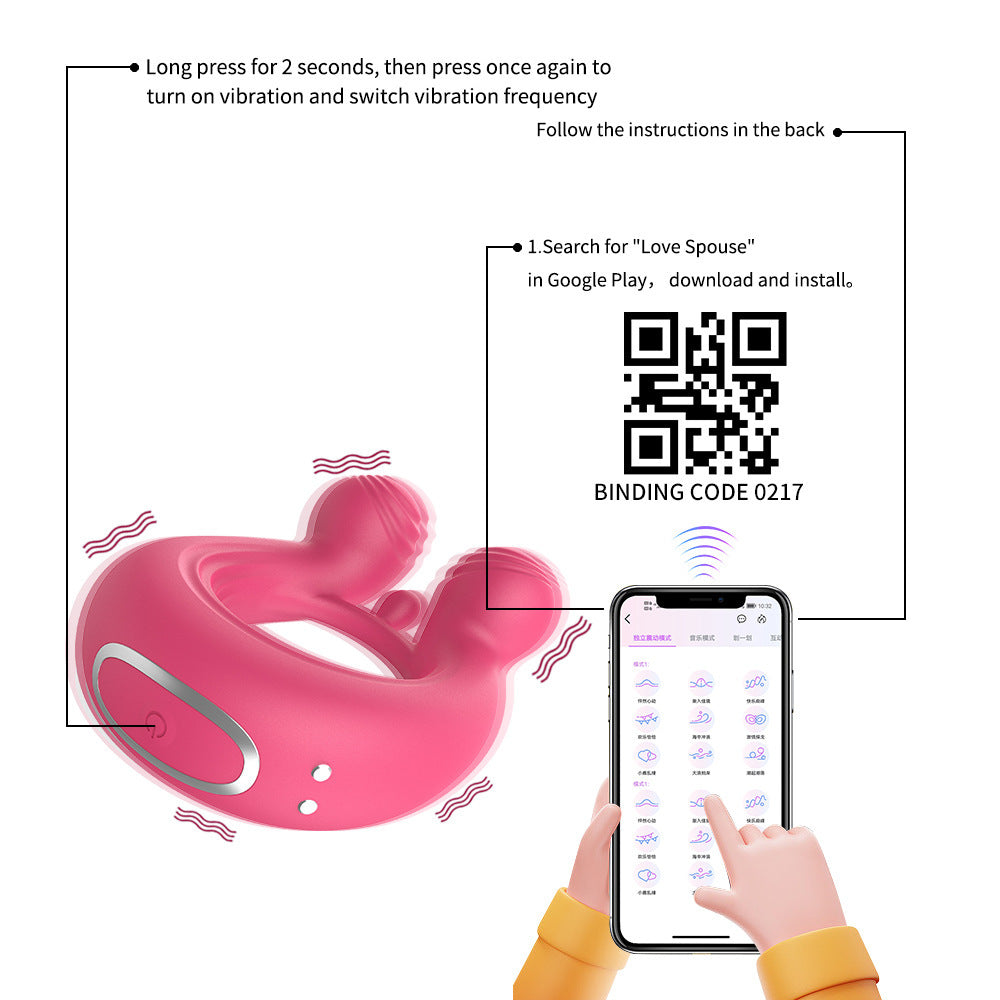 APP remote control dual shock penis ring couple massage silicone vibration delay device