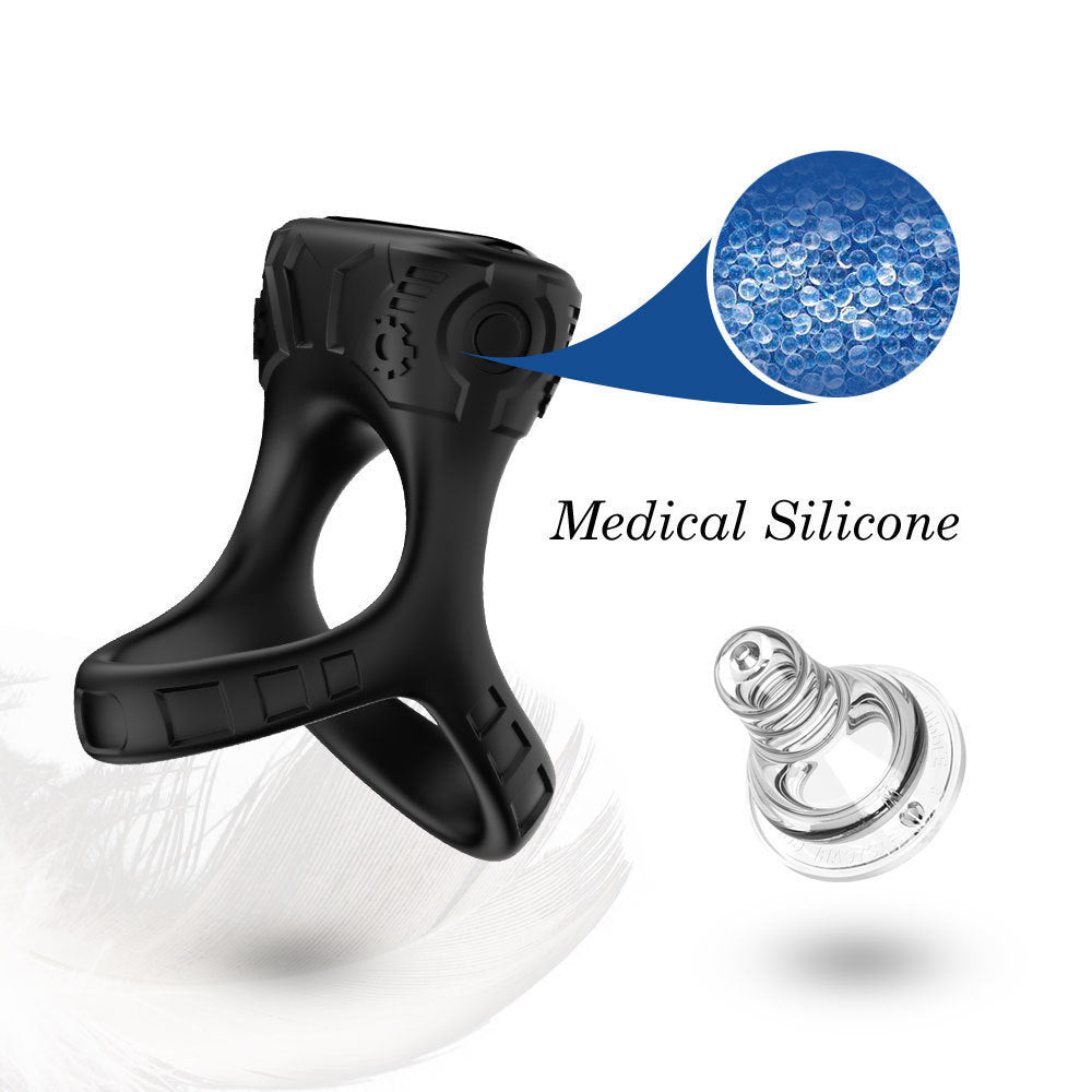 Mecha X-Ring Men's Delay Silicone Vibrating Charging Penis Ring