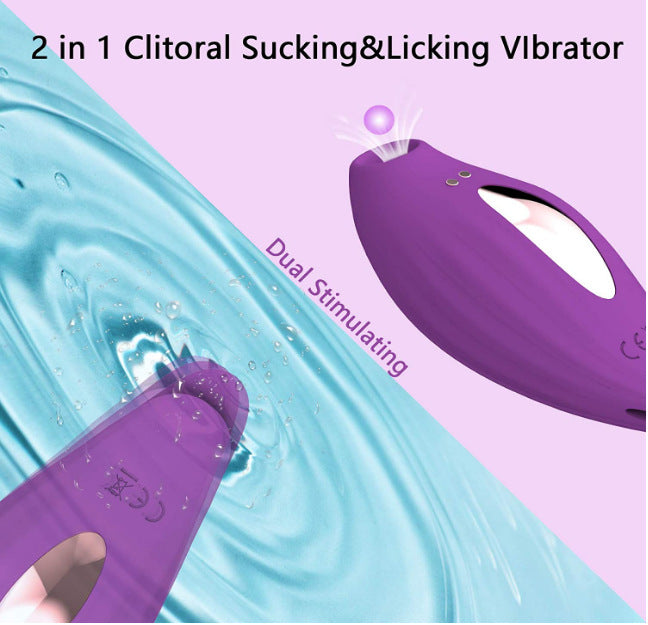 Tongue Licking Sucker Double Headed Vibration Rod Female Masturbator