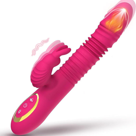 Female rabbit vibrator intelligent heating and retractable 10-frequency strong vibration to stimulate G-spot