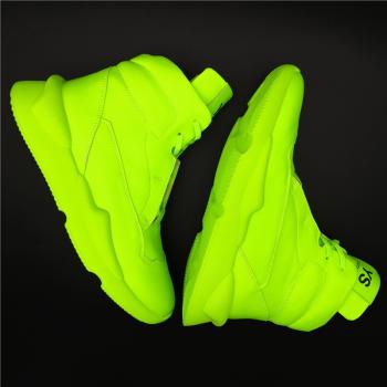 New fashion men's shoes European station walk show shoes thick soles personalized fluorescent green boots trend   