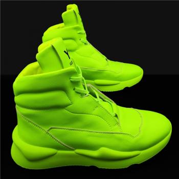 New fashion men's shoes European station walk show shoes thick soles personalized fluorescent green boots trend   