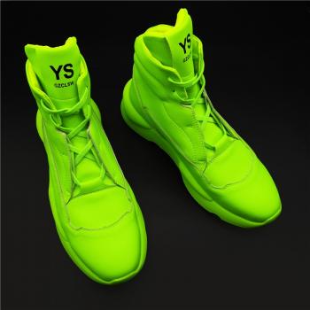 New fashion men's shoes European station walk show shoes thick soles personalized fluorescent green boots trend   