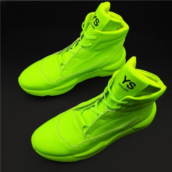 New fashion men's shoes European station walk show shoes thick soles personalized fluorescent green boots trend   