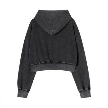 Autumn vintage hooded lettered high street trend short sleeved sweater