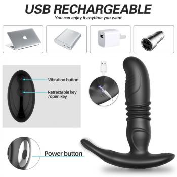 Men's wireless remote control telescopic prostate massager