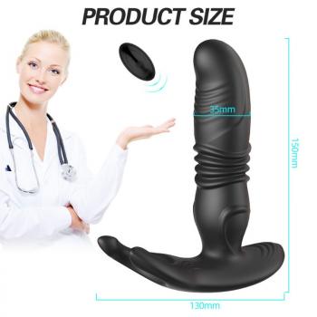 Men's wireless remote control telescopic prostate massager