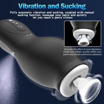 Waterproof suction and vibration male masturbator